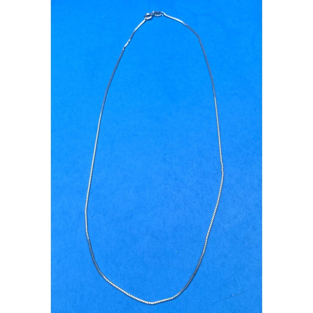 Vintage 925 Sterling Silver Box Chain Necklace 16 Inch 1.9g Spring Ring Clasp